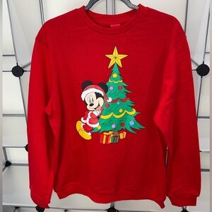 Disney Mickey Mouse Pullover Red Christmas Sweater Size M NWT